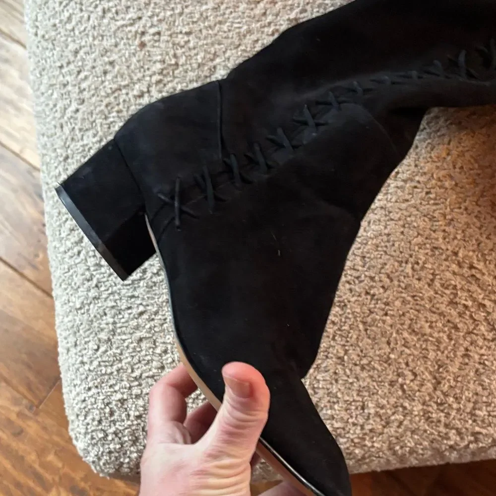 Brian Atwood Black Lace-Up Over-the-Knee Boots